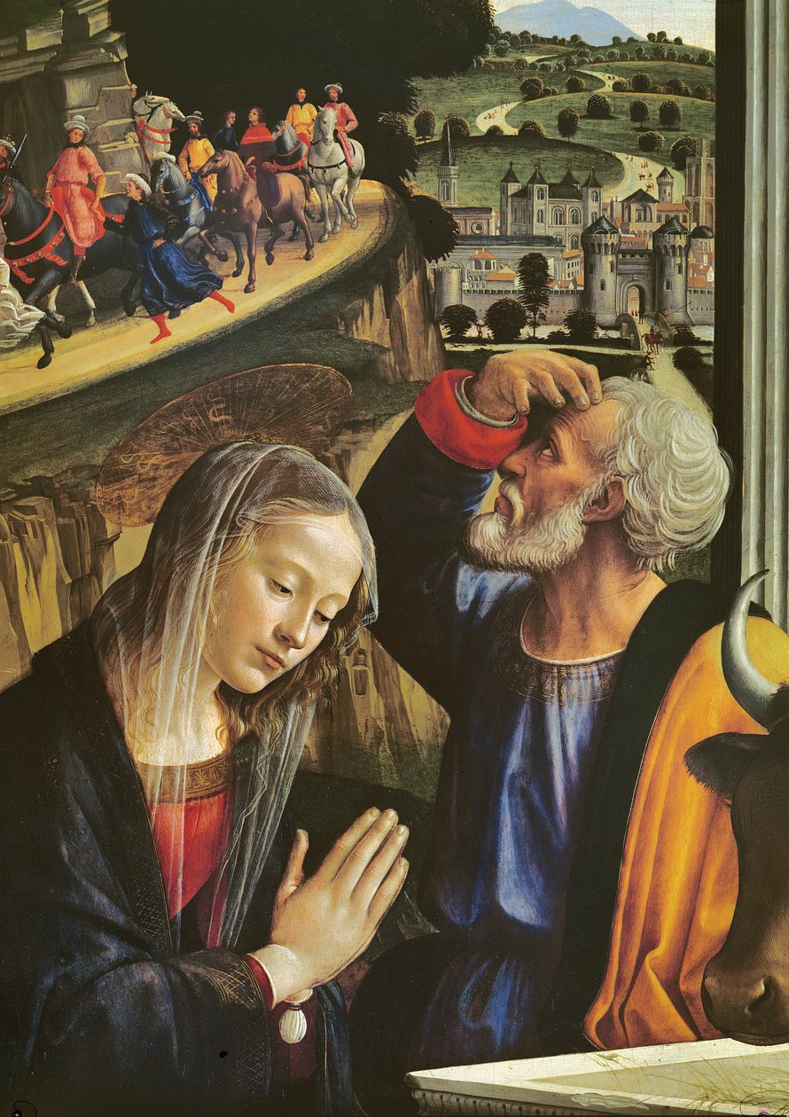 Narodziny Chrystusa (szczegół ołtarza) autorstwa Domenico Ghirlandaio