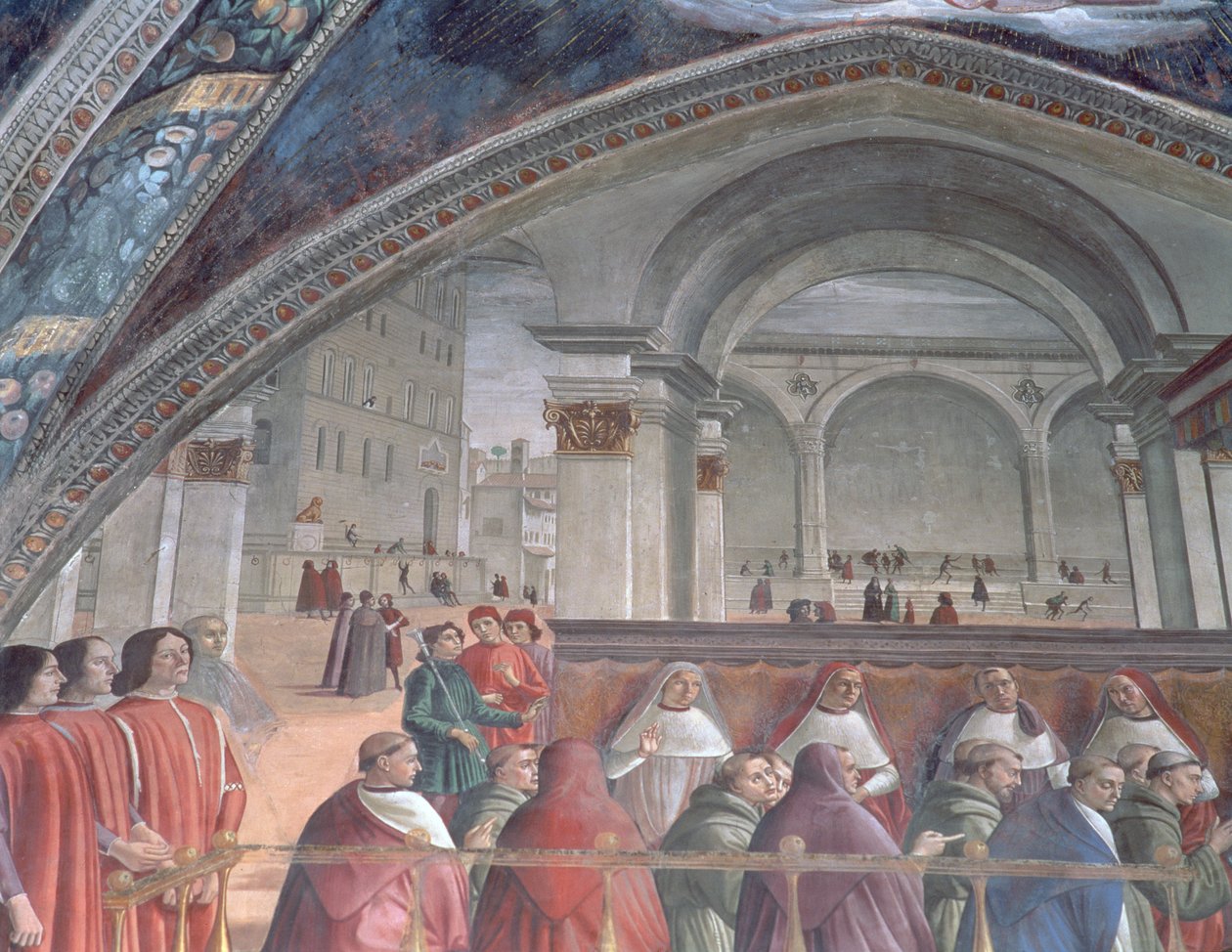 Loggia i Palazzo della Signoria, kaplica Sassetti, 1483 (fragment) autorstwa Domenico Ghirlandaio
