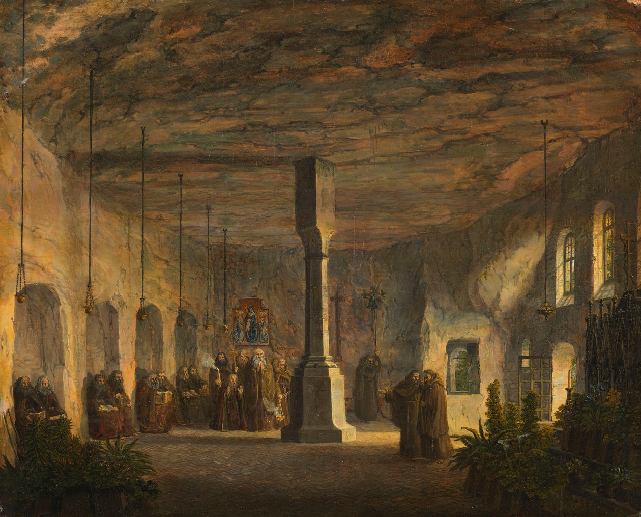 Widok wnętrza kaplicy św. Maksyma w Salzburgu (Petersfriedhof) autorstwa Domenico Quaglio the Younger
