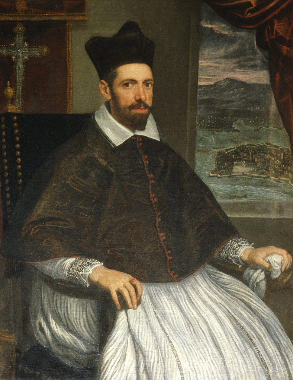Portret Luca Stella, arcybiskupa Zadaru autorstwa Domenico Robusti Tintoretto