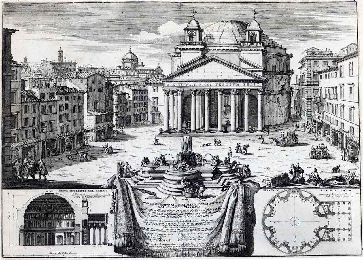 Piazza della Rotonda z widokiem na Panteon autorstwa Domenico de