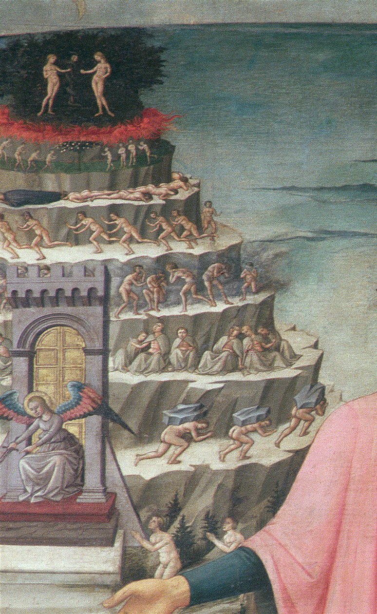 Dante i jego poemat Boska komedia, 1465 tempera na elemencie deski z 42355 autorstwa Domenico di Michelino