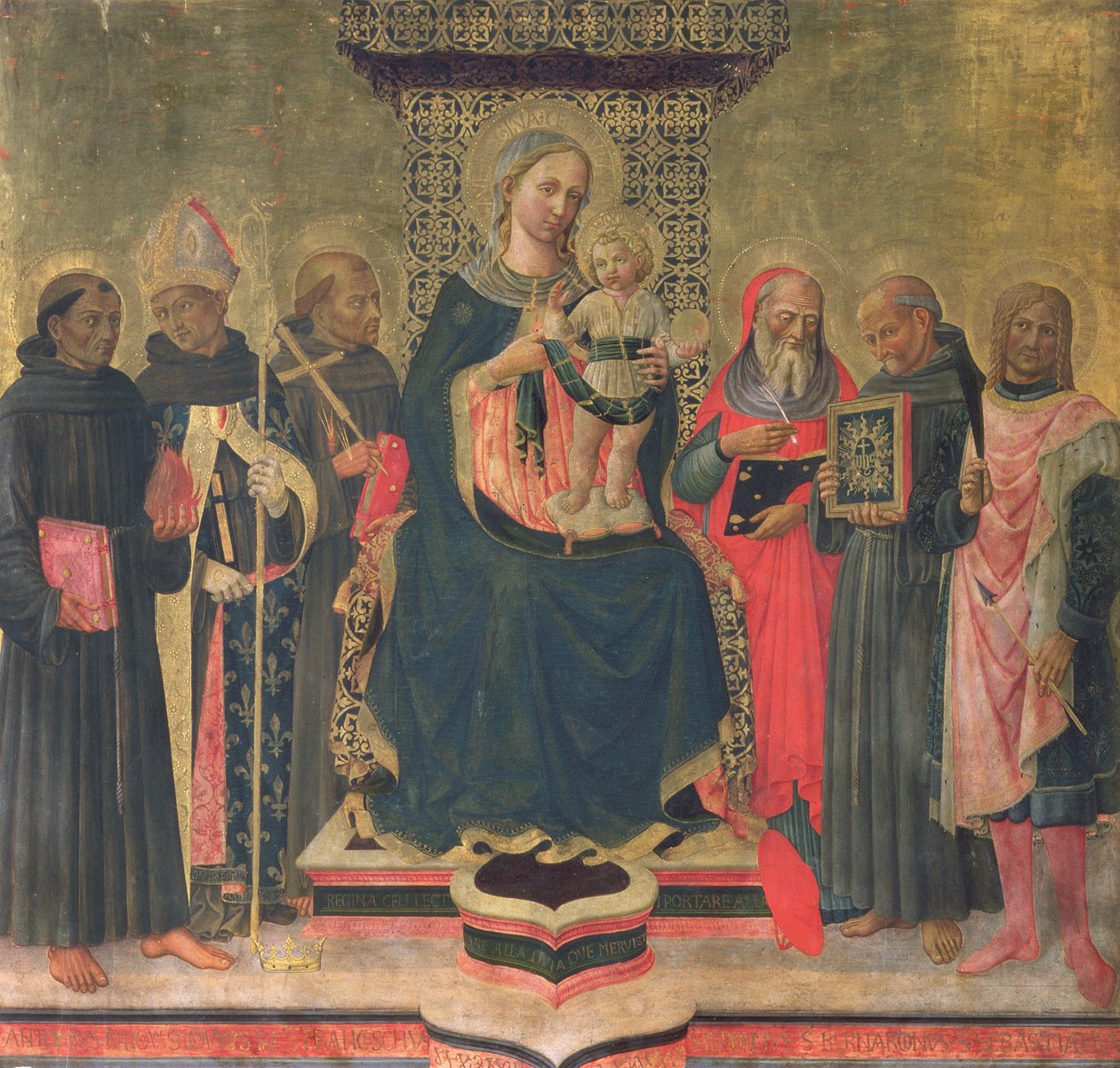 Madonna z Dzieciątkiem ze świętymi (tempera na panelu) autorstwa Domenico di Michelino
