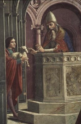 Joachim składający swoją ofiarę, z wypędzenia Joachima ze świątyni (fresk) (szczegół) autorstwa Domenico Ghirlandaio