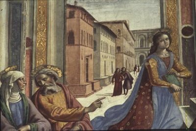 Matka Boża w Świątyni (fresk) (fragment) autorstwa Domenico Ghirlandaio