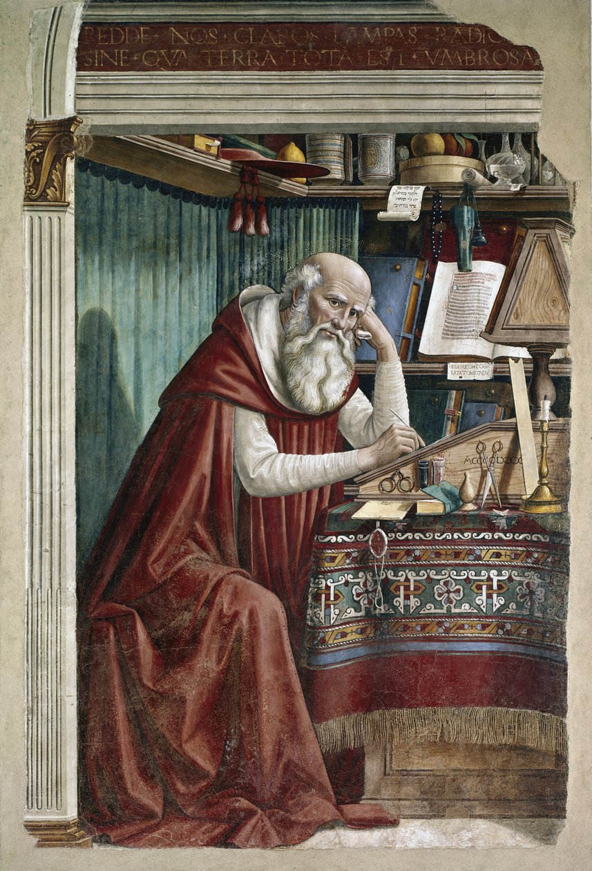 Święty Hieronim w swoim gabinecie - Fresco autorstwa Domenico Ghirlandaio