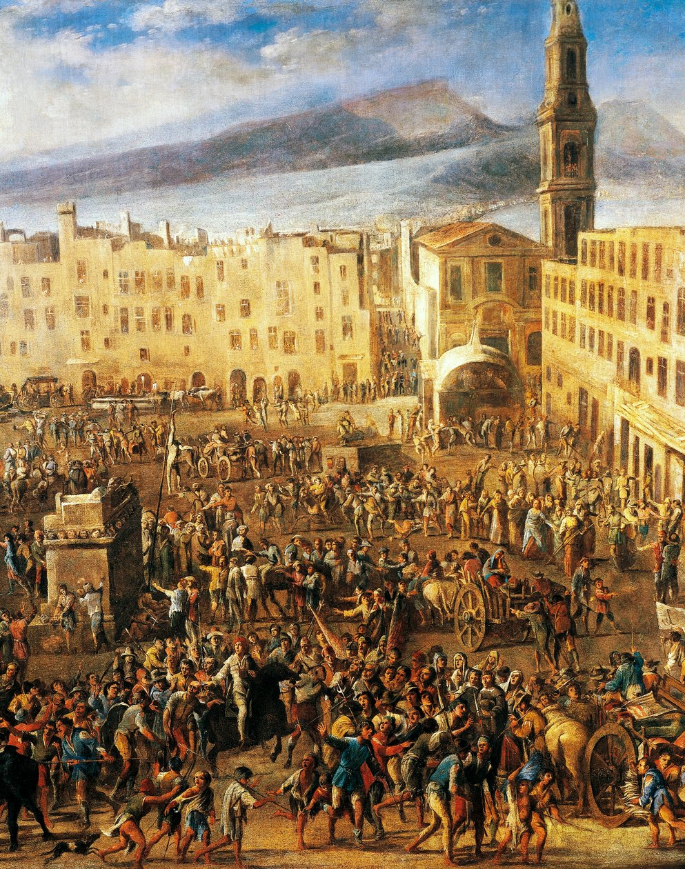 Piazza del Mercato w Neapolu, fragment buntu Masaniello, obraz Domenico Gargiulo znanego jako Micco Spadaro (1609 lub 1610 - ok. 1675 r.). autorstwa Domenico (1612 75) Gargiulo