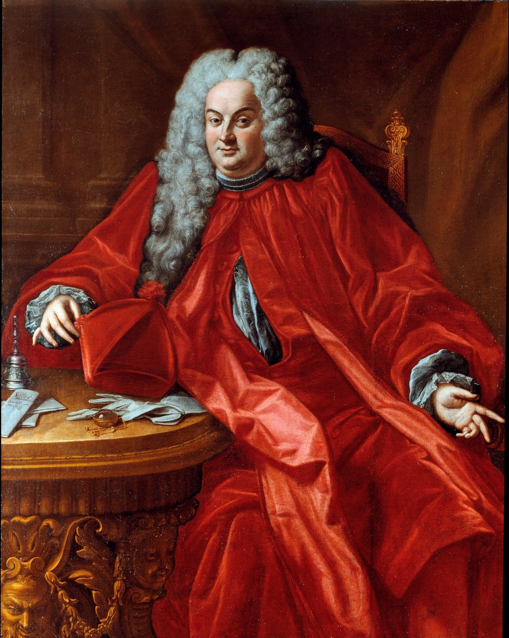 Portret Domenico Canevari (1683-1745) doża Republiki Genowej w latach 1742-1744 Obraz przypisywany Domenico Bocciardo (1686-1746) XVIII w. Słońce. 160x130 cm Sestri Levante, Galleria Rizzi autorstwa Domenico (attr.to) Bocciardo
