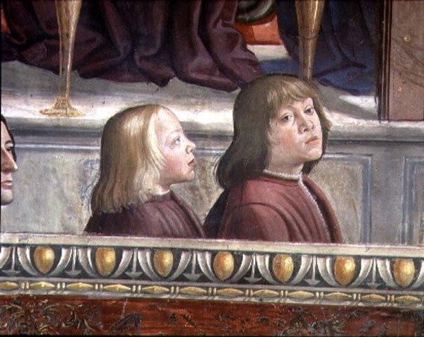 Ściana centralna cyklu życia św. Franciszka, ok.1483 (szczegół) (zob.137591) autorstwa Domenico Ghirlandaio
