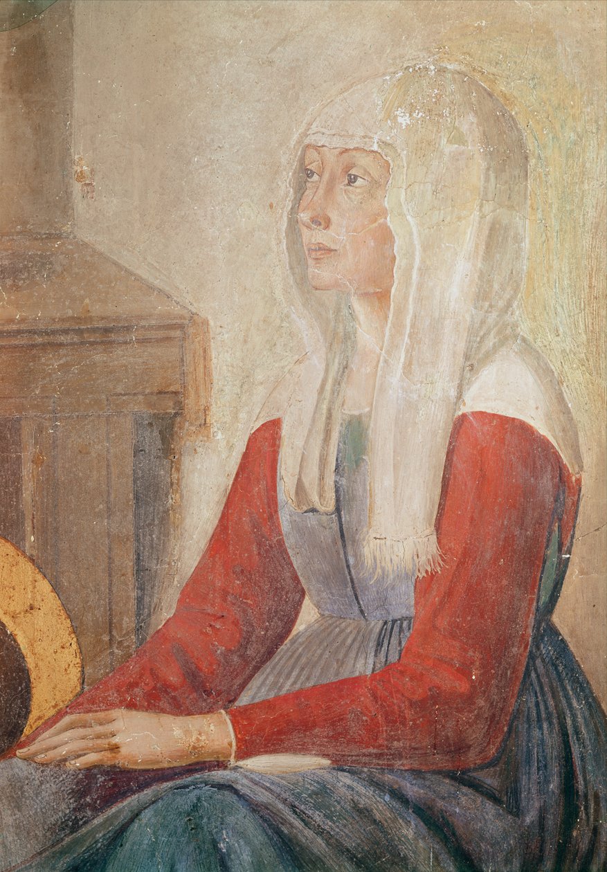 Detal kobiety z obrazu Śmierć św. Finy, 1482 r. autorstwa Domenico Ghirlandaio