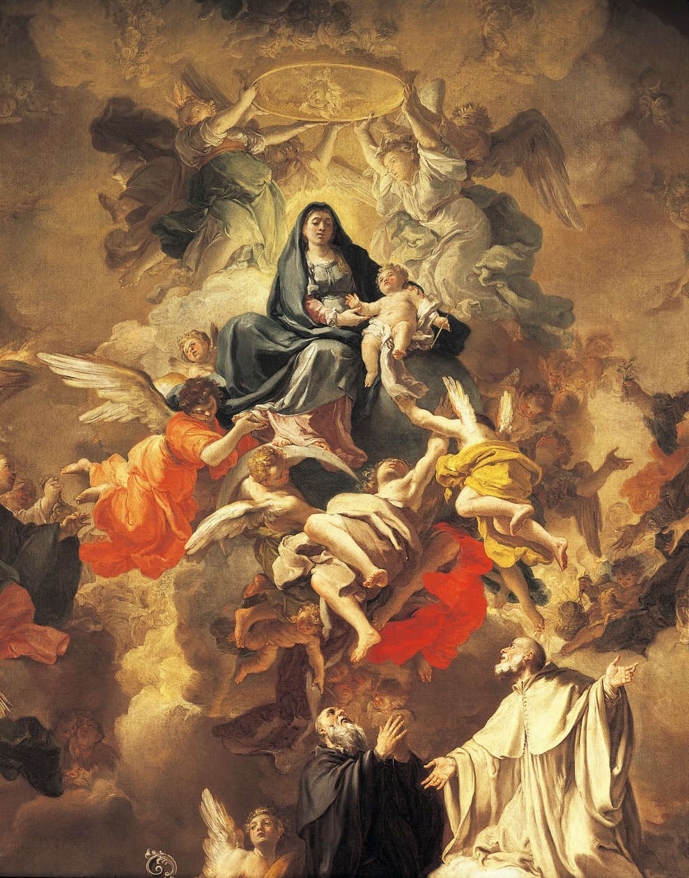 Chwała ze świętymi i aniołami – Domenico Antonio Vaccaro (1680-1750), fragment autorstwa Domenico Antonio Vaccaro