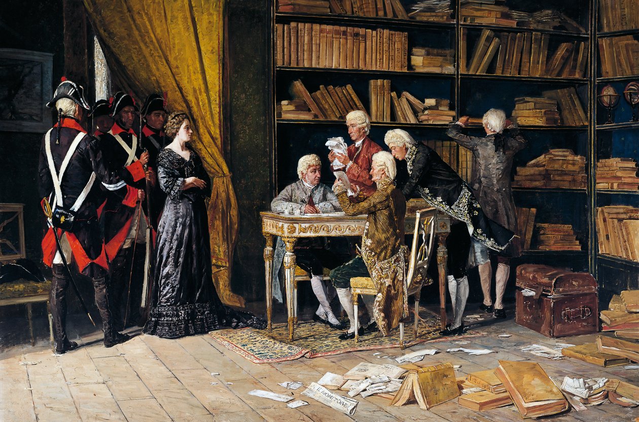 Przeszukiwanie domu Eleonory Pimentel, obraz Domenico Battaglia (1842-1921), olej na płótnie autorstwa Domenico Battaglia