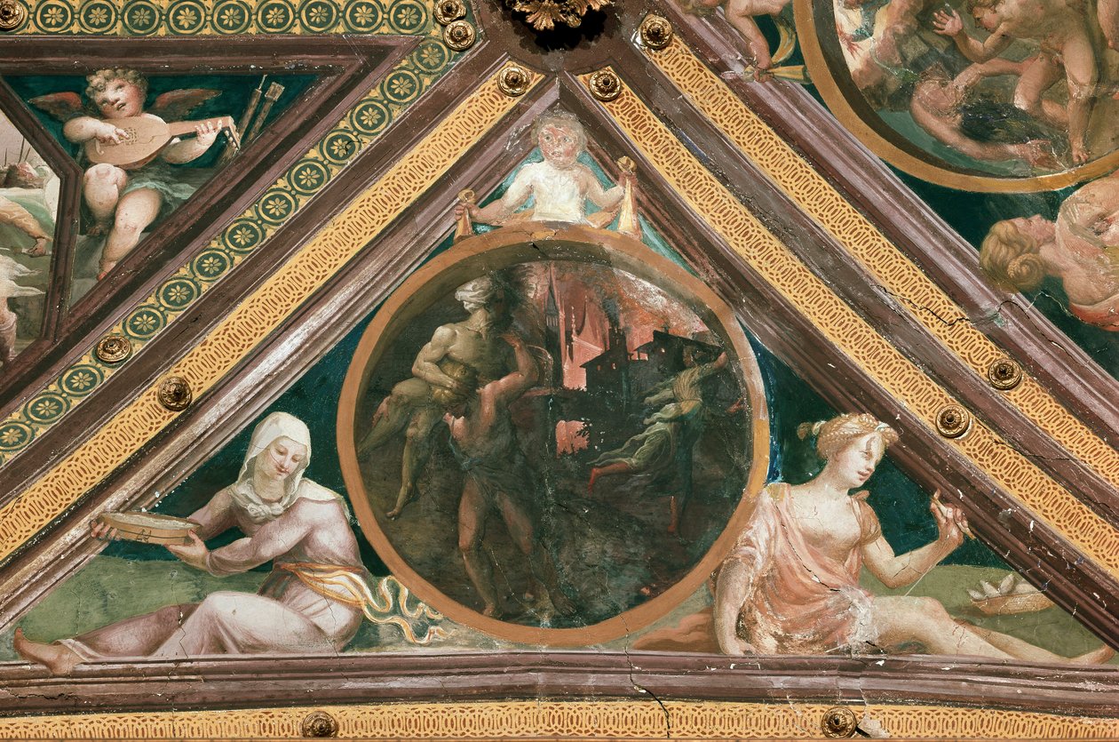 Enee ratujący Anchise z ognia trojańskiego fresku autorstwa Domenico Beccafumi (1486-1551) autorstwa Domenico Beccafumi