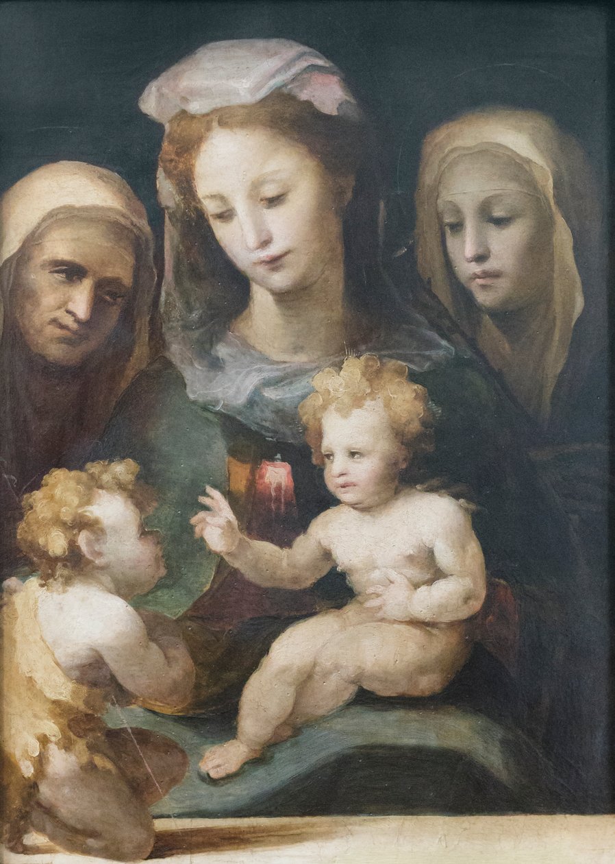 Madonna z Dzieciątkiem ze świętymi Janem, Elżbietą i Katarzyną ze Sieny 1540-50 (olej na desce) autorstwa Domenico Beccafumi