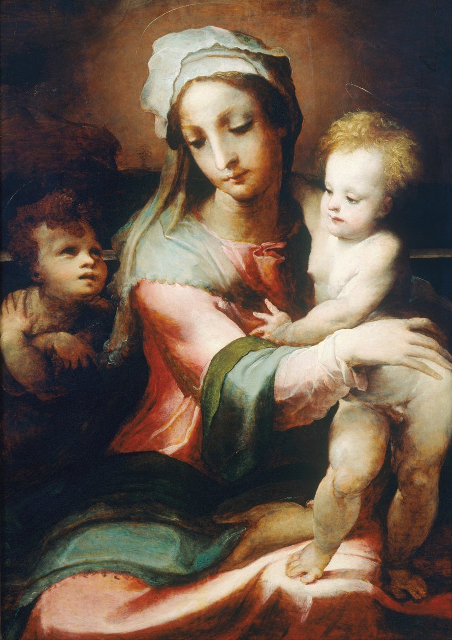 Madonna i dziecko z niemowlęciem Janem Chrzcicielem, 1542 autorstwa Domenico di Pace Beccafumi  