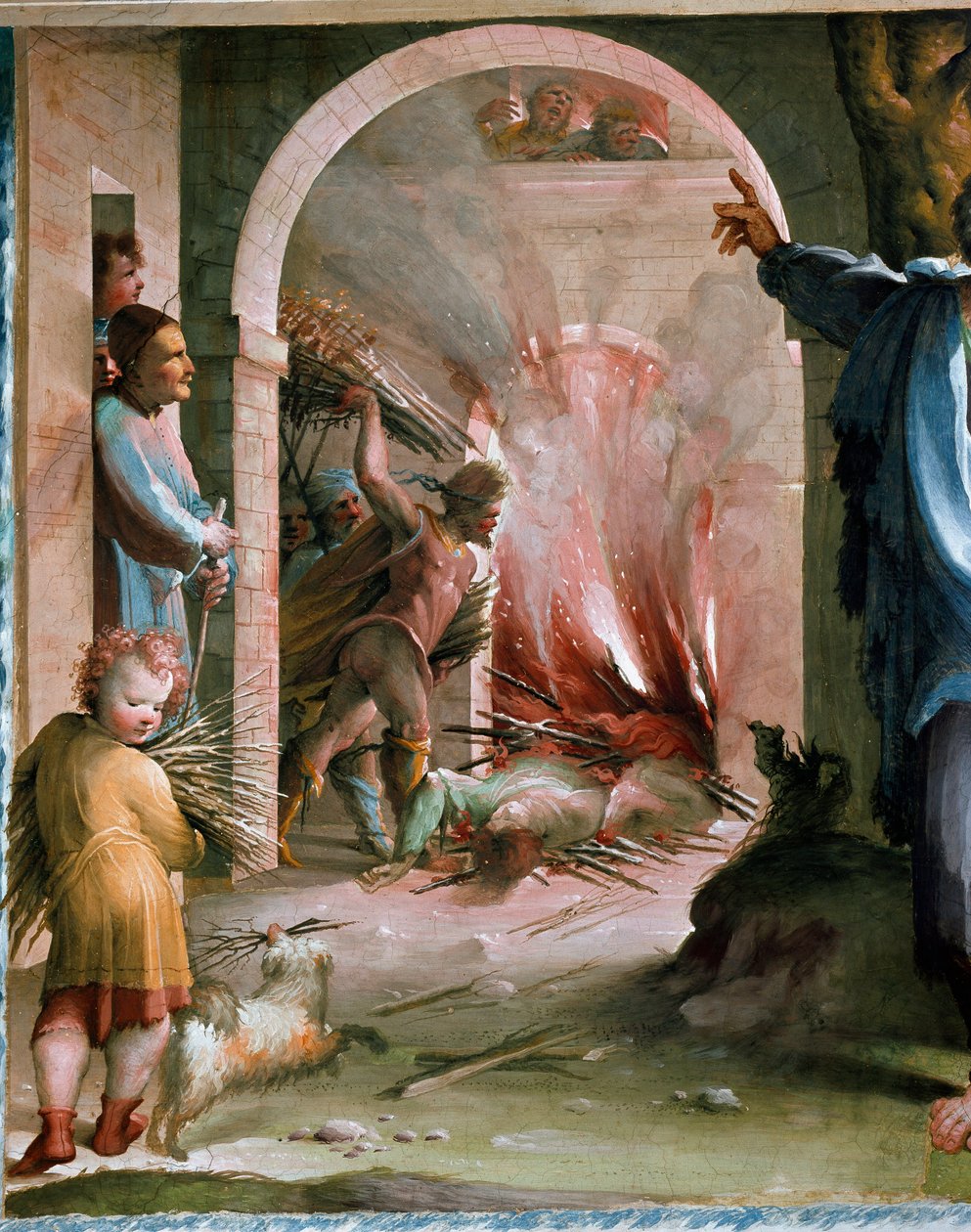 Publius Mucius Scaevola (II wiek pne) rzucający swoich kolegów na Bucher Fresco Domenico di Giacomo di Pace dit Beccafumi (1486-1551) 1529-1530 Siena (Siena), Palazzo Casini Casuccini autorstwa Domenico Beccafumi