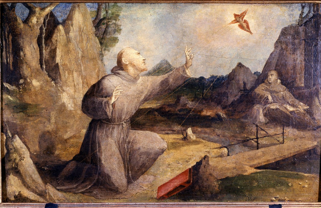 Stygmatyzacja św. Franciszka. Beccafumi Domenico Mecarino (ok. 1486 - 1551) autorstwa Domenico Beccafumi