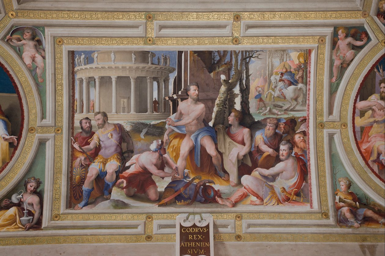 Ofiara Codrusa, króla Aten Cnoty publiczne bohaterów greckich i rzymskich, 1529-1535 autorstwa Domenico di Pace Beccafumi  