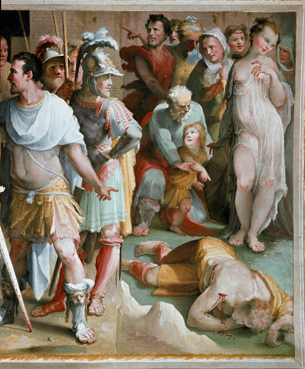 Zabójstwo bogatego rzymskiego Plebeusza Spuriusa Maeliusa (V wiek pne) Szczegół. Fresk Domenico di Giacomo di Pace dit Beccafumi (1486-1551) 1529-1535 Siena, Palazzo Pubblico autorstwa Domenico Beccafumi
