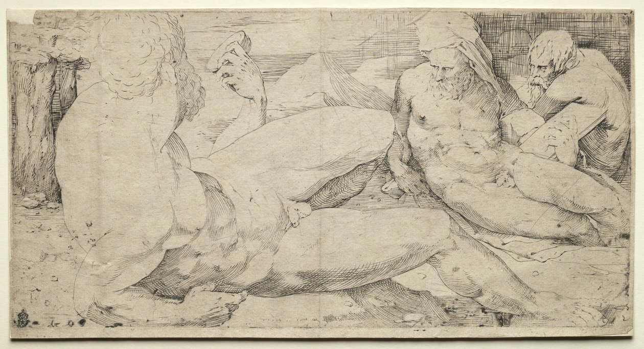 Trzy akty męskie, druga ćwiartka 1500s. autorstwa Domenico Beccafumi