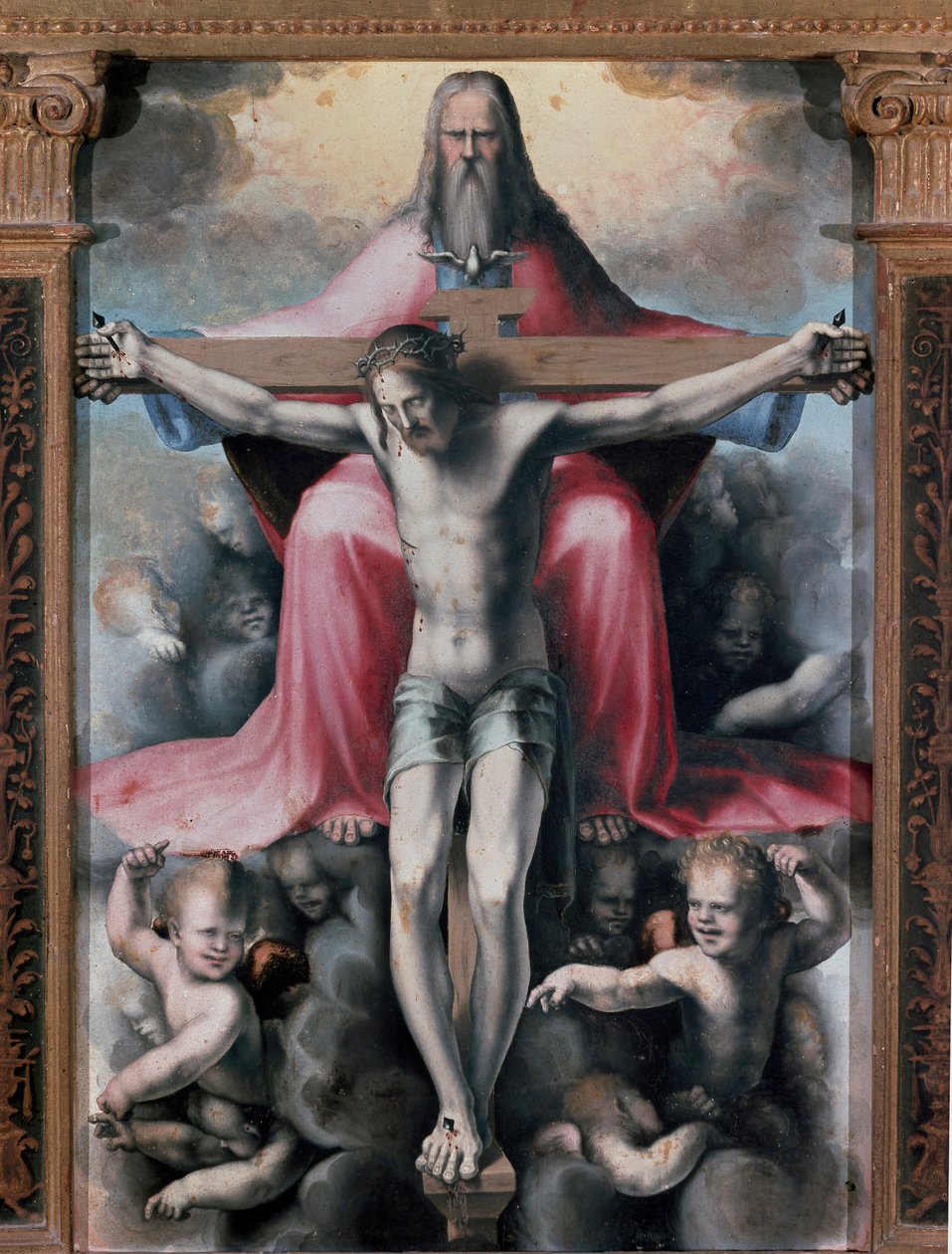 Tryptyk Trójcy, Detal centralny panel: Trójca. Obraz Domenico Beccafumi (1486-1551) autorstwa Domenico Beccafumi