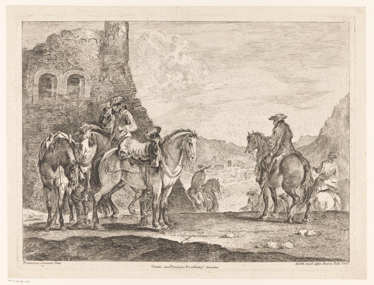 Jeźdźcy w ruinie autorstwa Domenico Bernardo Zilotti