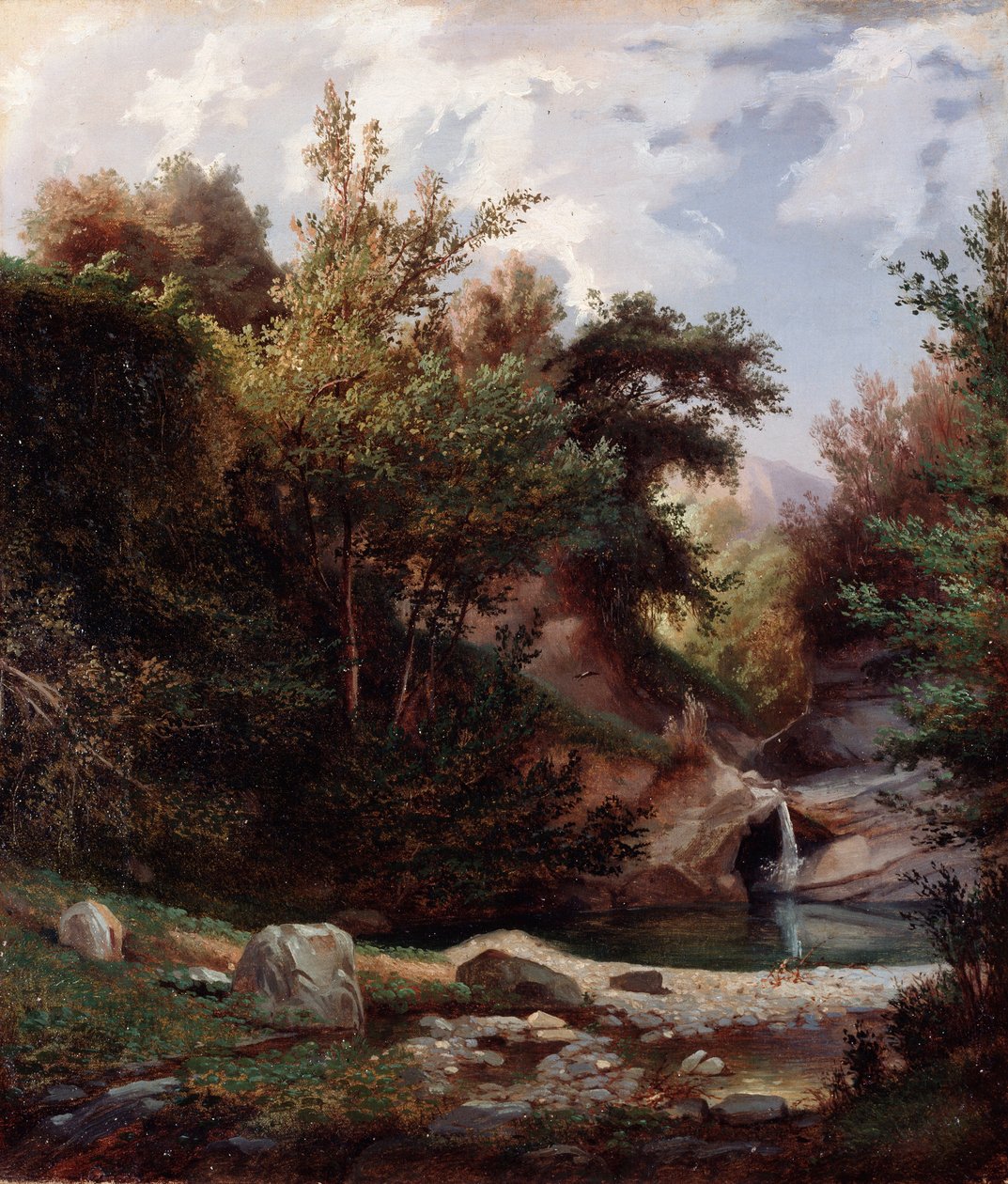 Krajobraz natury, zarośla i potok z wodospadem Obraz Domenico Cambiaso (1811-1894) ok. 1865 Wymiary 43,5x37 cm Genes, Galleria d