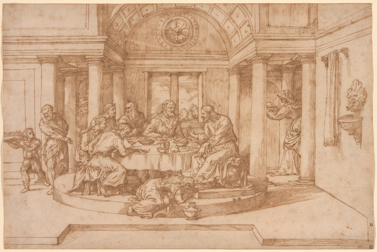 Chrystus w domu Szymona faryzeusza autorstwa Domenico Campagnola