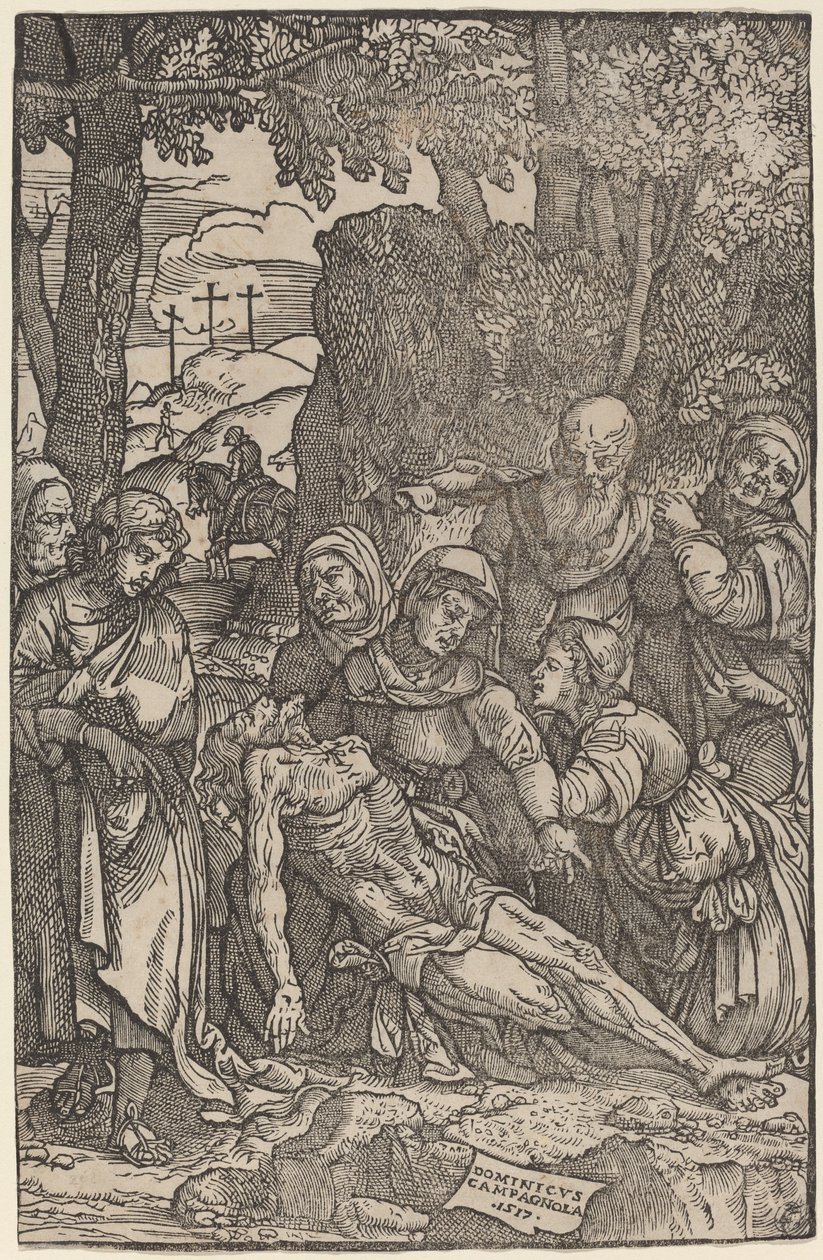 Opłakiwanie Chrystusa autorstwa Domenico Campagnola