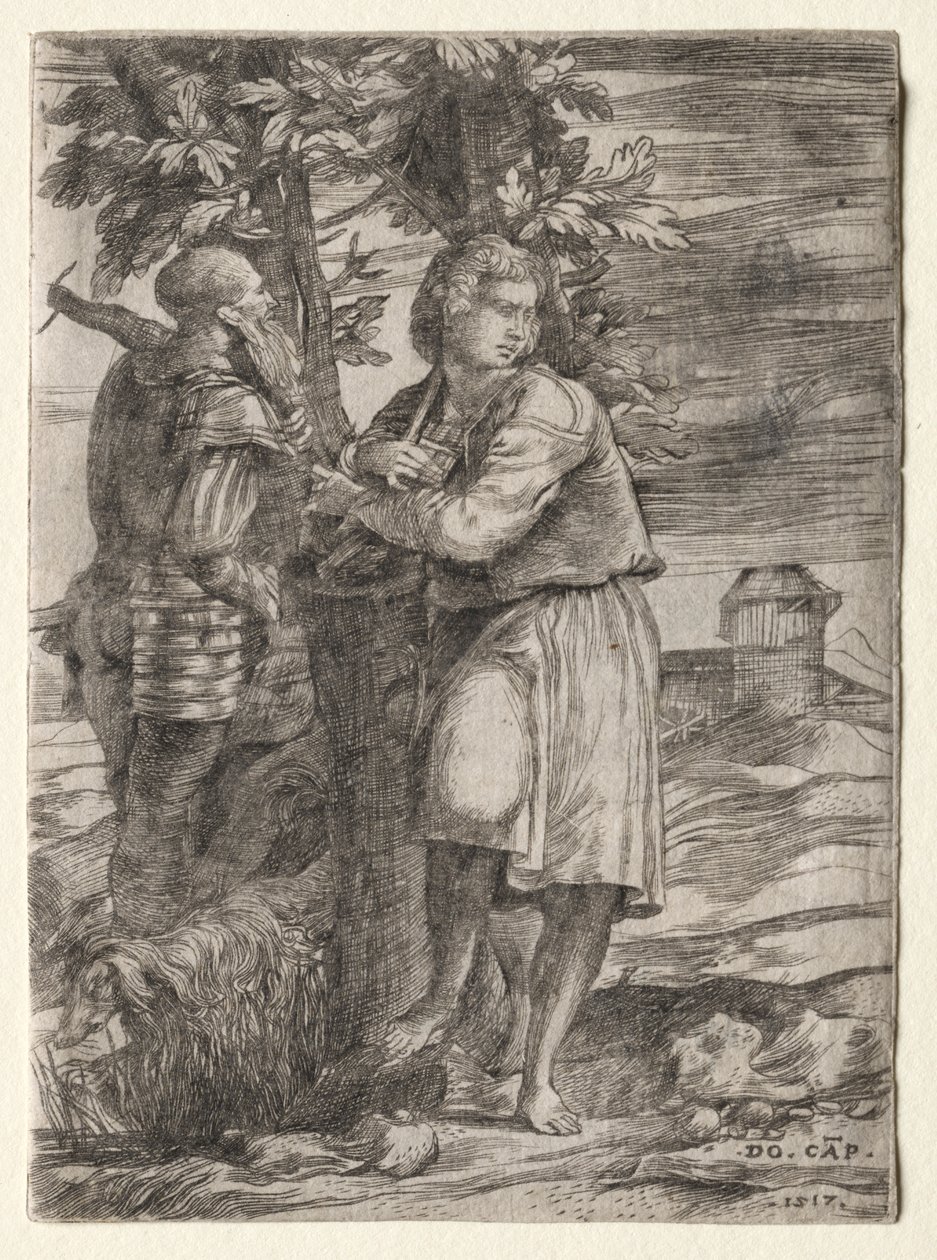 Pasterz i Stary Wojownik autorstwa Domenico Campagnola