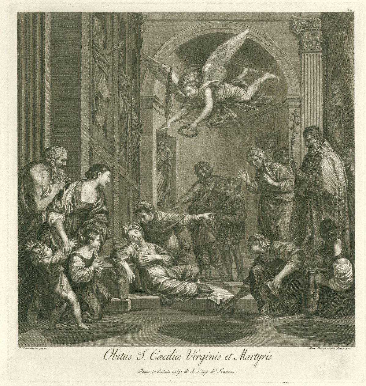 Dood van de heilige Cecilia Śmierć św. Cecylii Dziewicy i Męczennicy (tytuł na obiekcie) Włoski schilderkunst (tytuł serii) Włoska Szkoła Malarstwa (tytuł serii) autorstwa Domenico Cunego