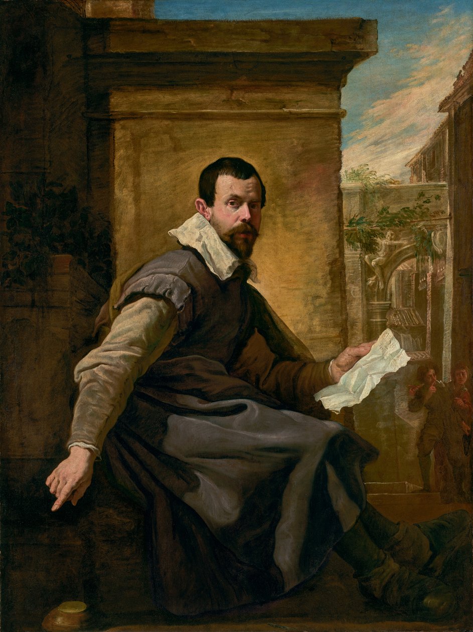 Portret mężczyzny z nutami autorstwa Domenico Fetti