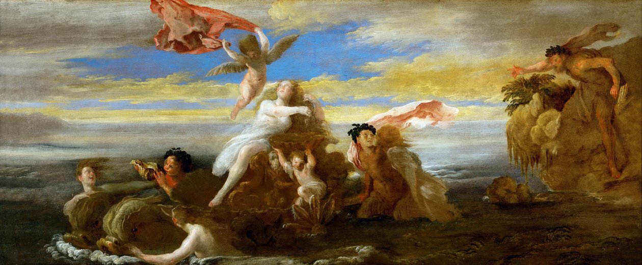 Barok : Galatea i Polifem Fettiego, Domenico (1588/90-1623), ok. 201 1621. Olej na drewnie, 41,5x96,4. Muzeum Historii Sztuki, Wiedeń autorstwa Domenico Fetti or Feti
