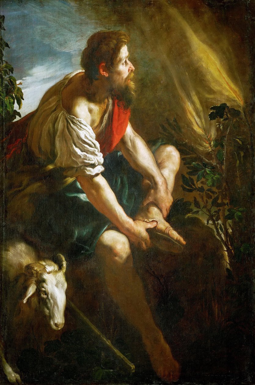 Barok : Mojżesz przed gorejącym krzewem par Fetti, Domenico (1588/90-1623), ok. 201 1616-1617. olej na płótnie autorstwa Domenico Fetti or Feti