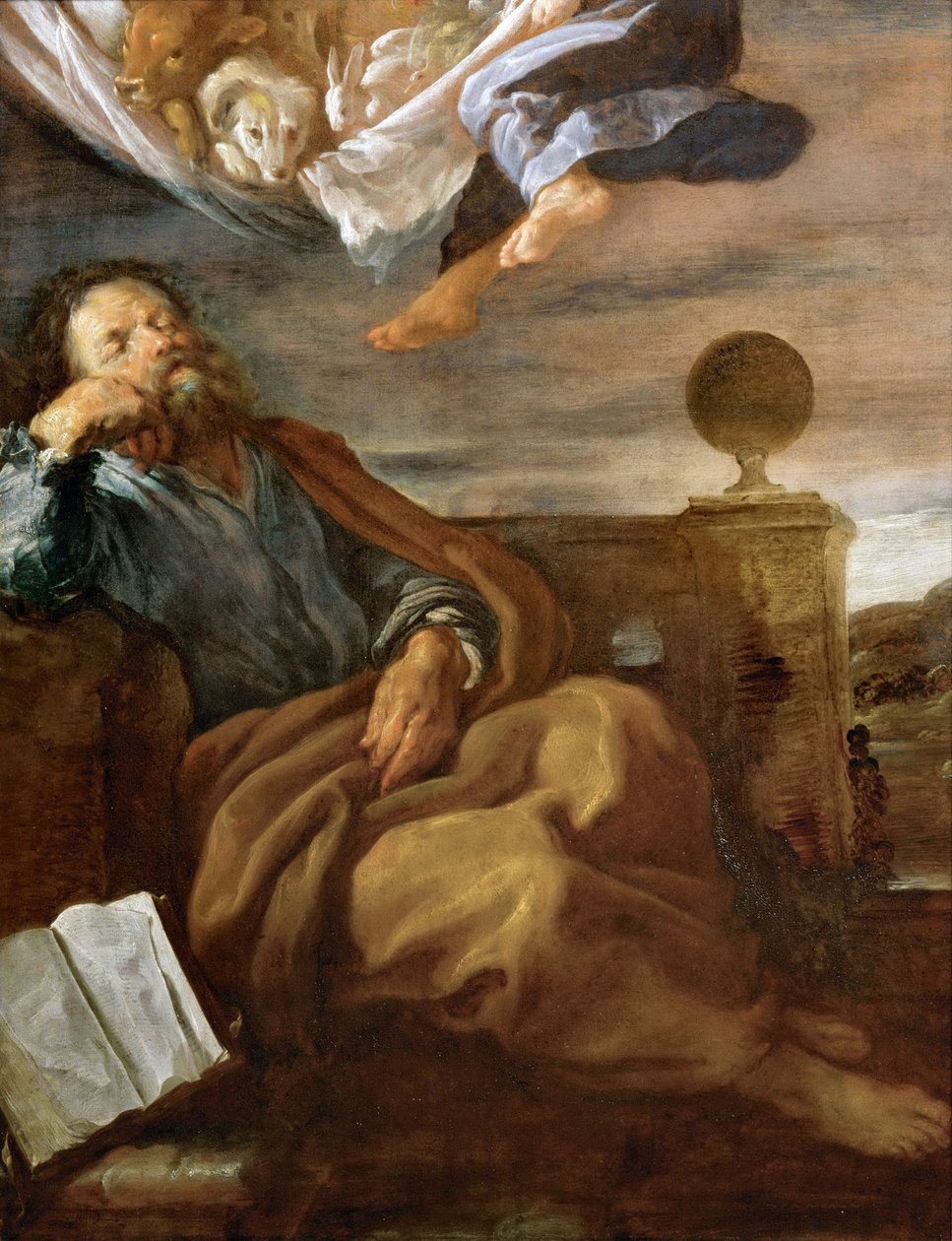 Barok: Pierre et la vision de la grande nappe - wizja Piotra prześcieradła ze zwierzętami z Fetti, Domenico (1588/90-1623), ok. 1619. Olej na desce, 66x51. Muzeum Historii Sztuki, Wiedeń autorstwa Domenico Fetti or Feti