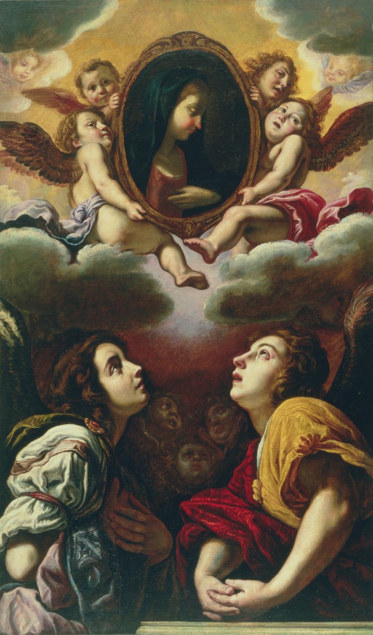 Latające i adorujące anioły, 1613-4 autorstwa Domenico Fetti or Feti