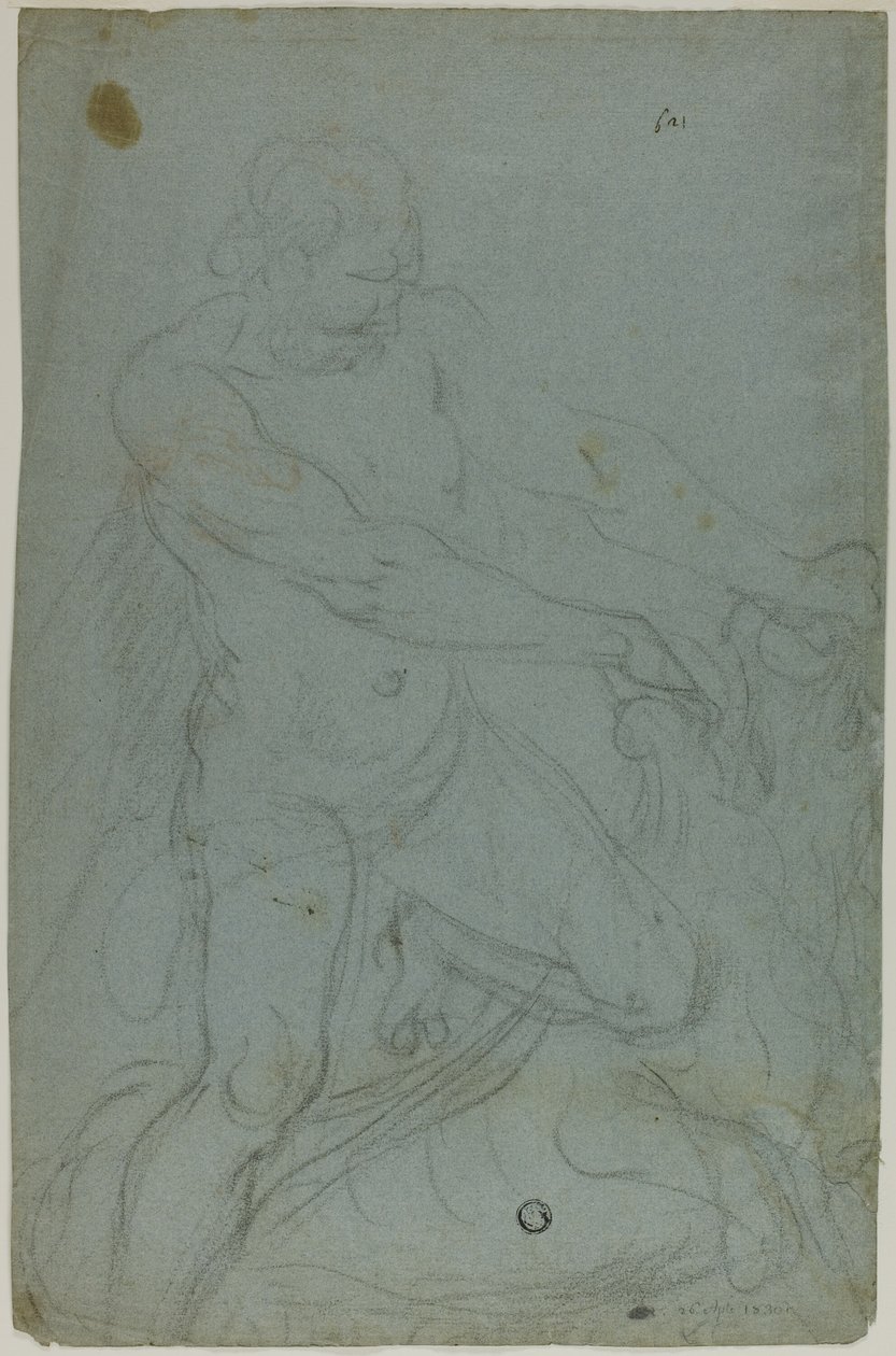 Samson i lew (rekto); Dziewica Maryja z wyciągniętą prawą ręką (verso) autorstwa Domenico Fiasella