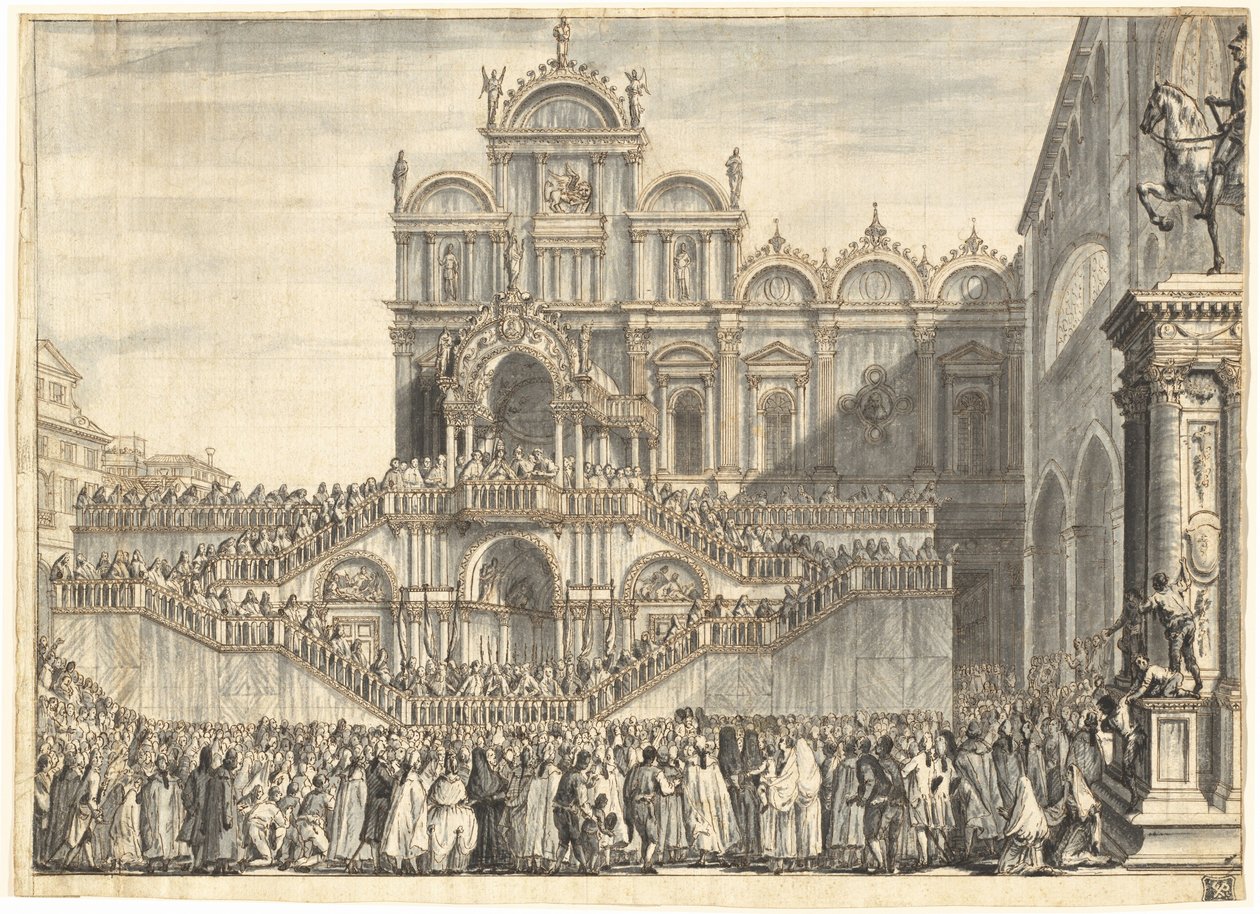 Campo San Zanipolo Odznaczony na wizytę Piusa VI autorstwa Domenico Fossati