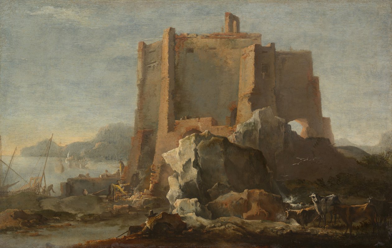 Krajobraz ze skałą i fortecą, ok. 1930 r. 164050. autorstwa Domenico Gargiulo