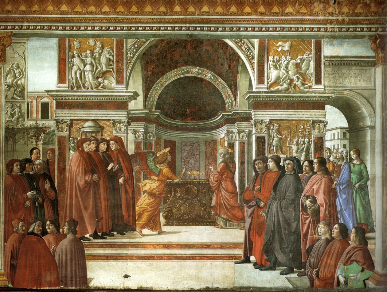 Ukazanie się anioła Zachariaszowi autorstwa Domenico Ghirlandaio