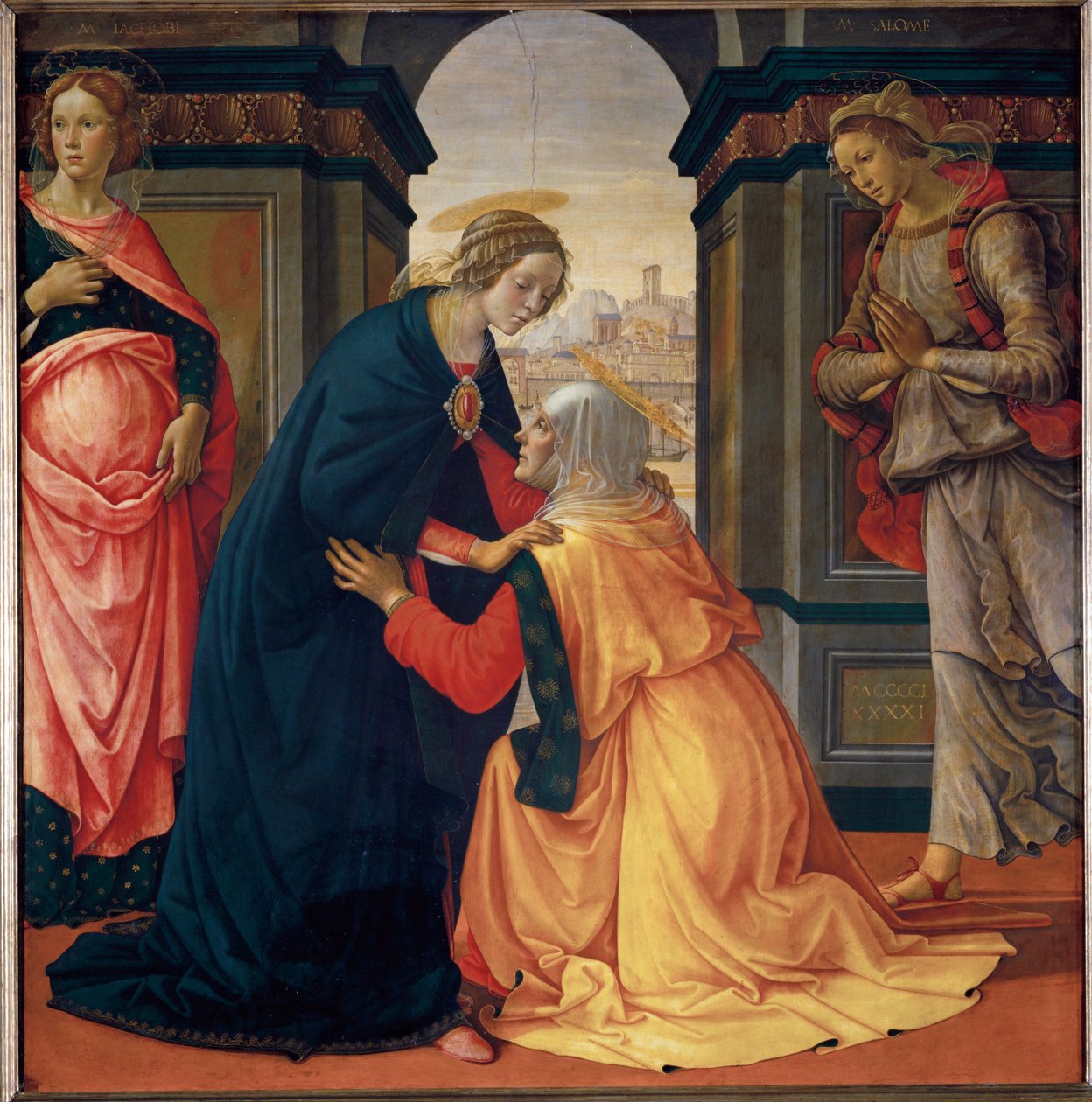 Wizyta Marie-Jacobie i Marie-Salome ... autorstwa Domenico Ghirlandaio