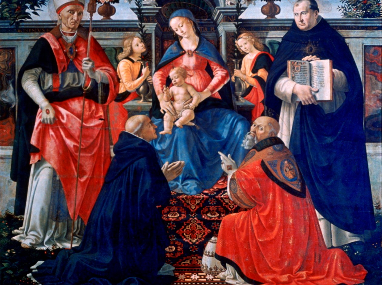 Madonna z Dzieciątkiem na tronie ze świętymi, 1483 autorstwa Domenico Ghirlandaio