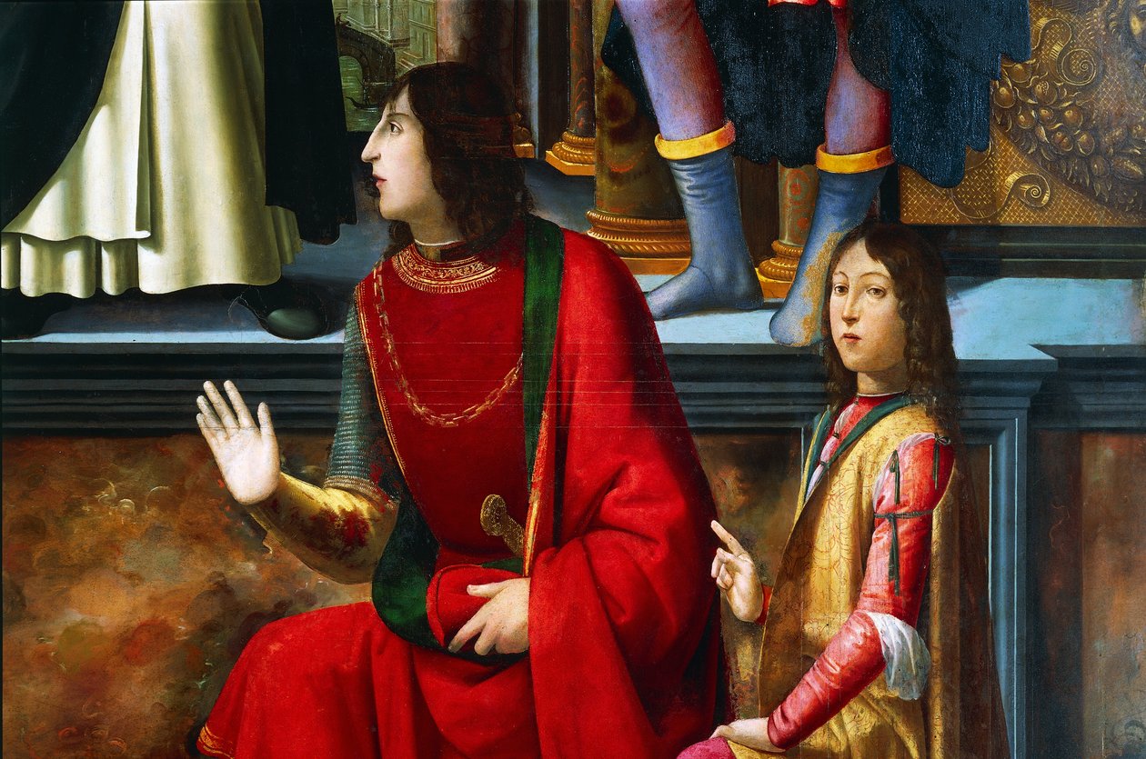 Pandolfo IV Malatesta i Carlo Malatesta, fragment z ołtarza Sain Vincent Ferrer autorstwa Domenico Ghirlandaio