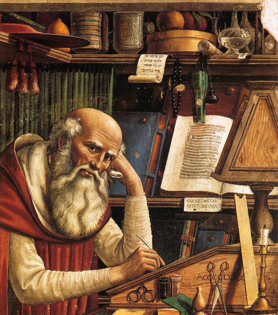 Św. Hieronim w szczegółach studium, 1480 autorstwa Domenico Ghirlandaio