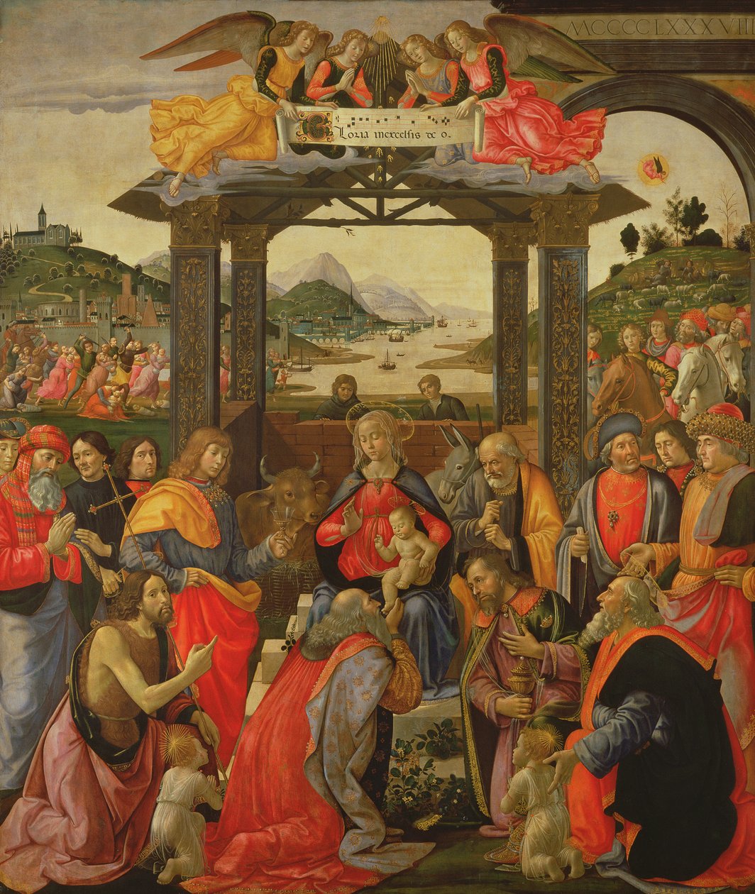 Adoracja Magów, 1488 (tempera na płycie) (szczegóły zob. 120935) autorstwa Domenico Ghirlandaio