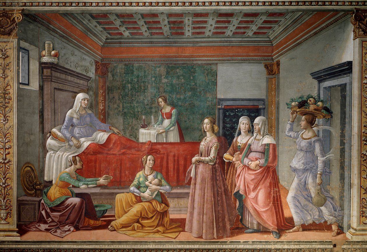 Narodziny św. Jana Chrzciciela (Fresco autorstwa Domenico Ghirlandaio