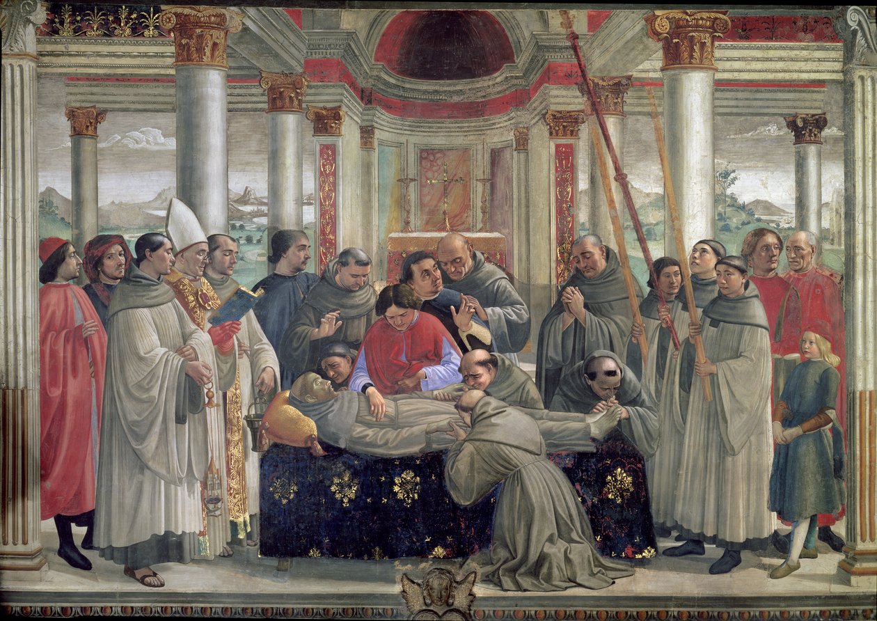 Śmierć św. Franciszka, scena z cyklu Żywot św. Franciszka z Asyżu, 1486 autorstwa Domenico Ghirlandaio