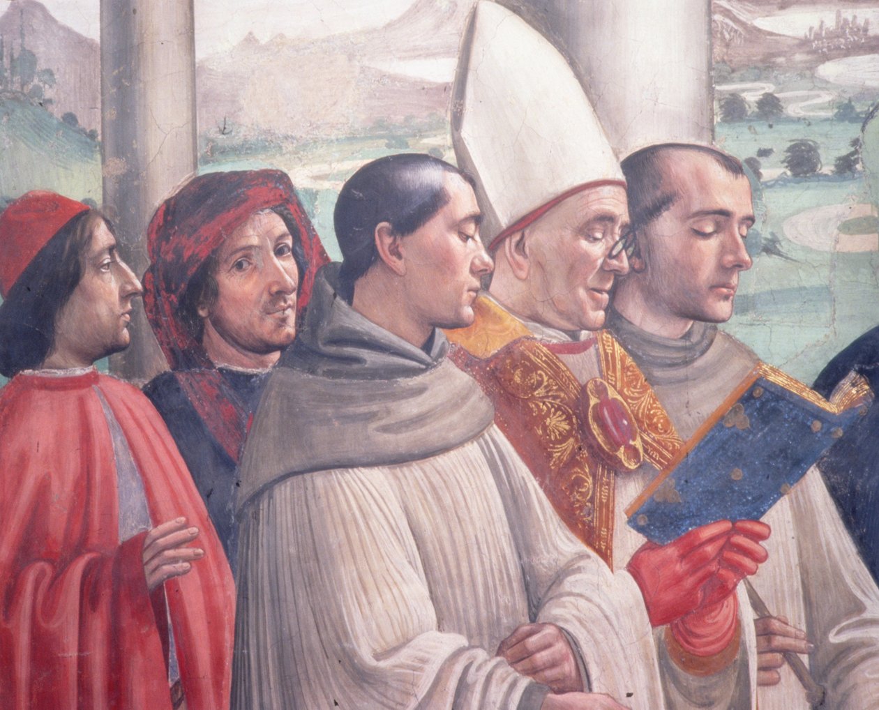 Śmierć św. Franciszka, scena z Cyklu życia św. Franciszka z Asyżu, 1486 fragment fresku z 85239 autorstwa Domenico Ghirlandaio