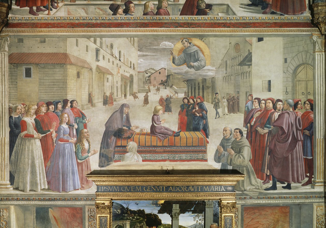 Cud chłopca przywrócony do życia, scena z cyklu Żywot św. Franciszka z Asyżu, 1486 fragment fresku z 52660 autorstwa Domenico Ghirlandaio