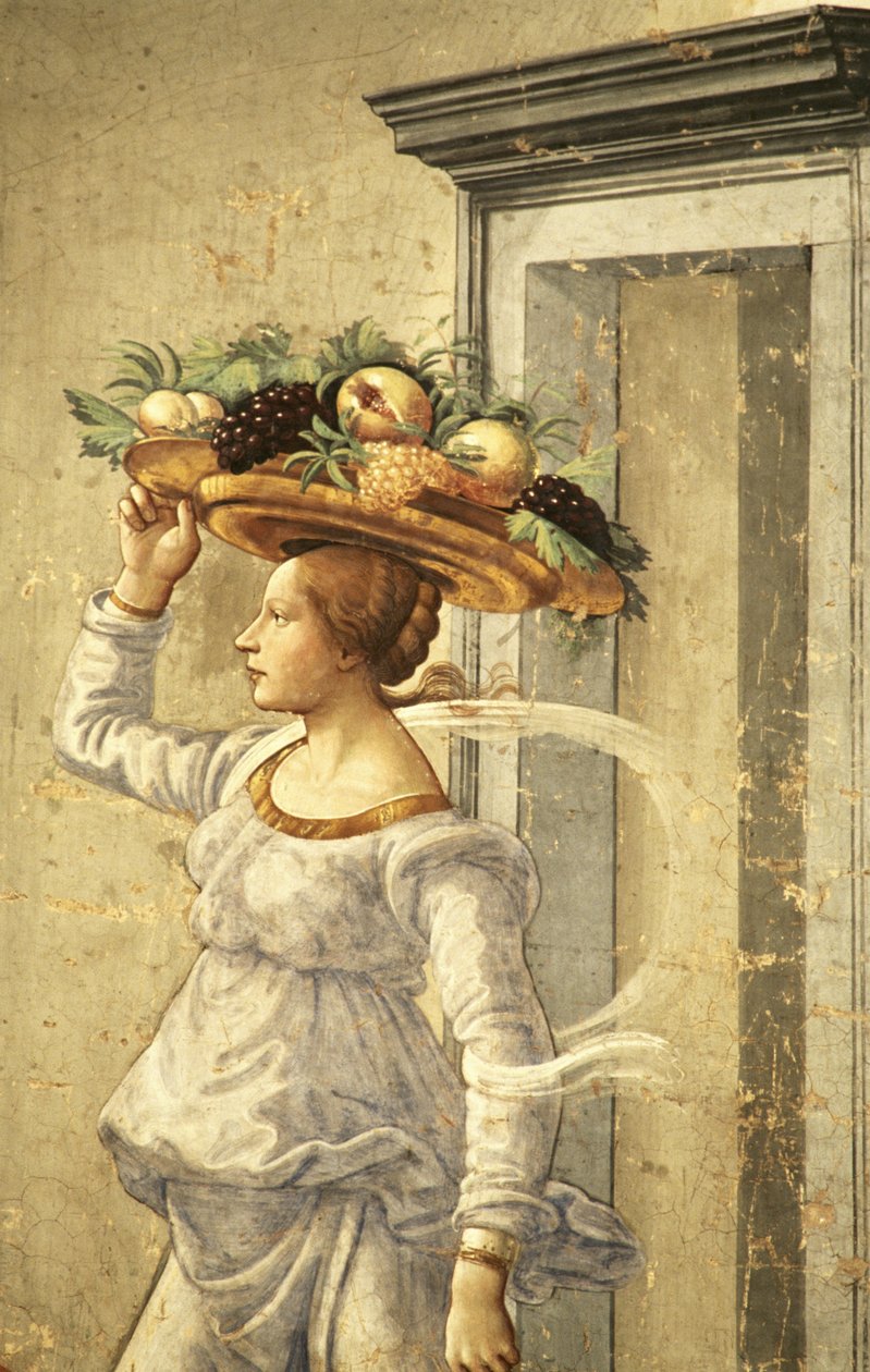 Niewiasta niosąca owoce, od narodzin św. Jana Chrzciciela autorstwa Domenico Ghirlandaio